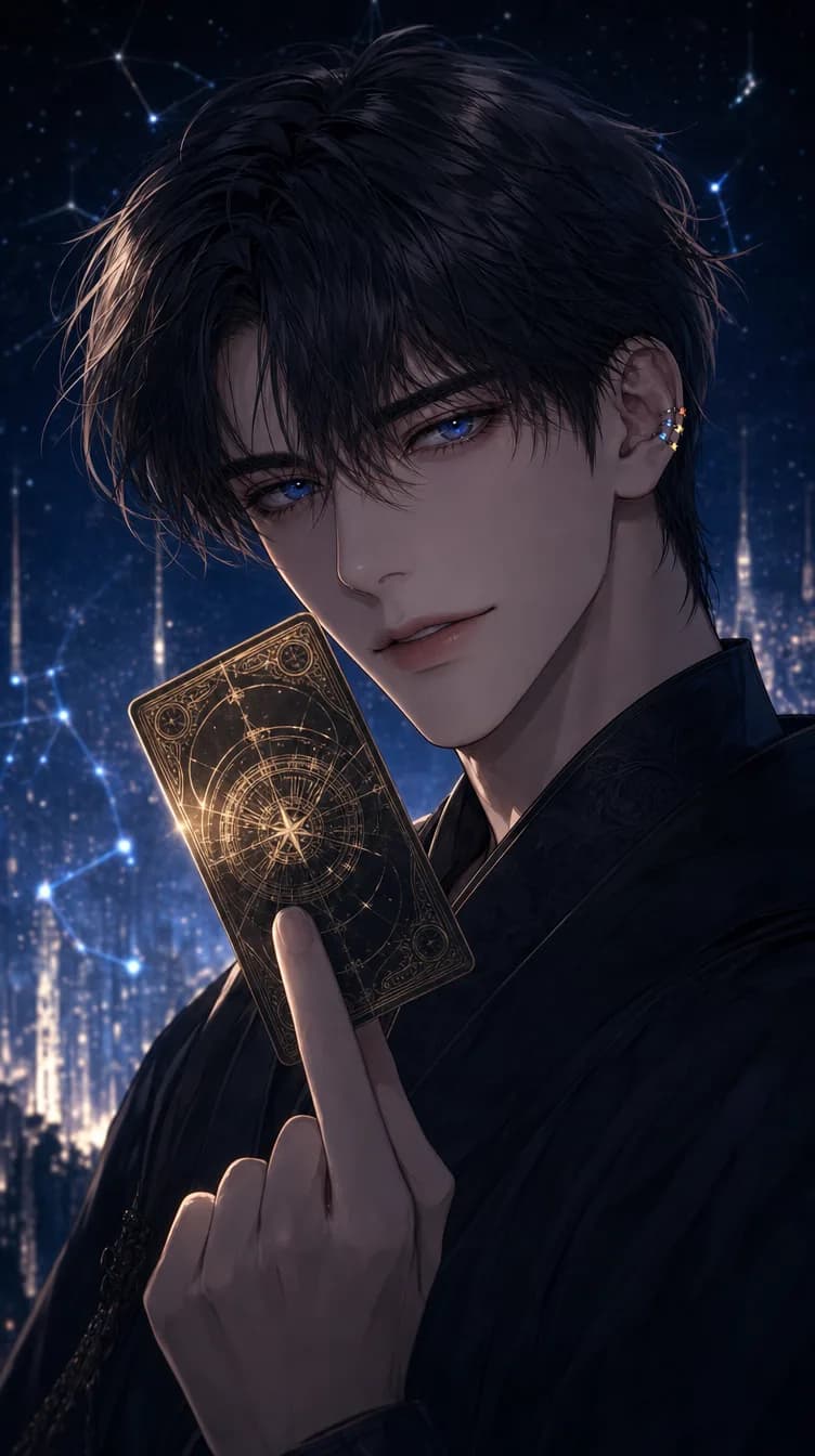 Haru looks at you, holding up a sealed golden card
